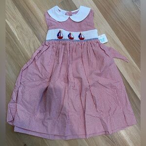 smocked red sailboat dress 4T